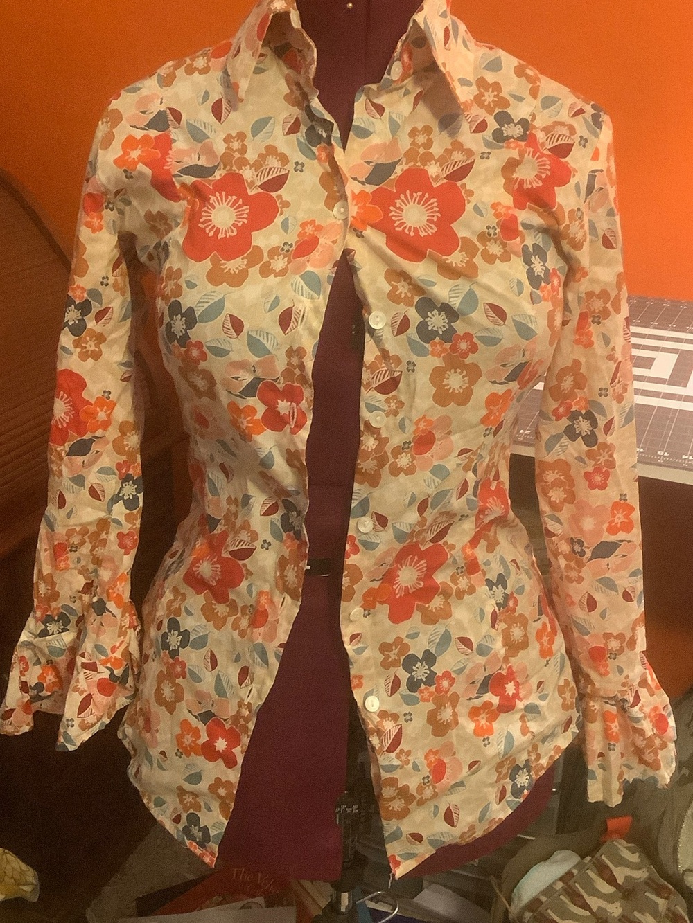 Floral boho button up blouse